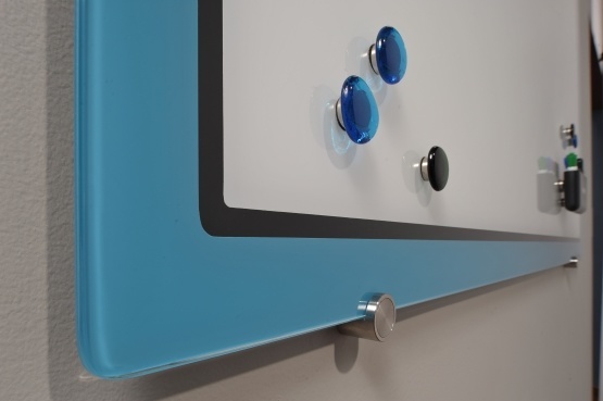 Designer Glass Whiteboard - Blue Border